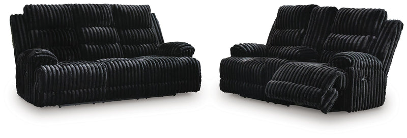 Rhines Falls Onyx Power Reclining Sofa and Loveseat - PC42805U1