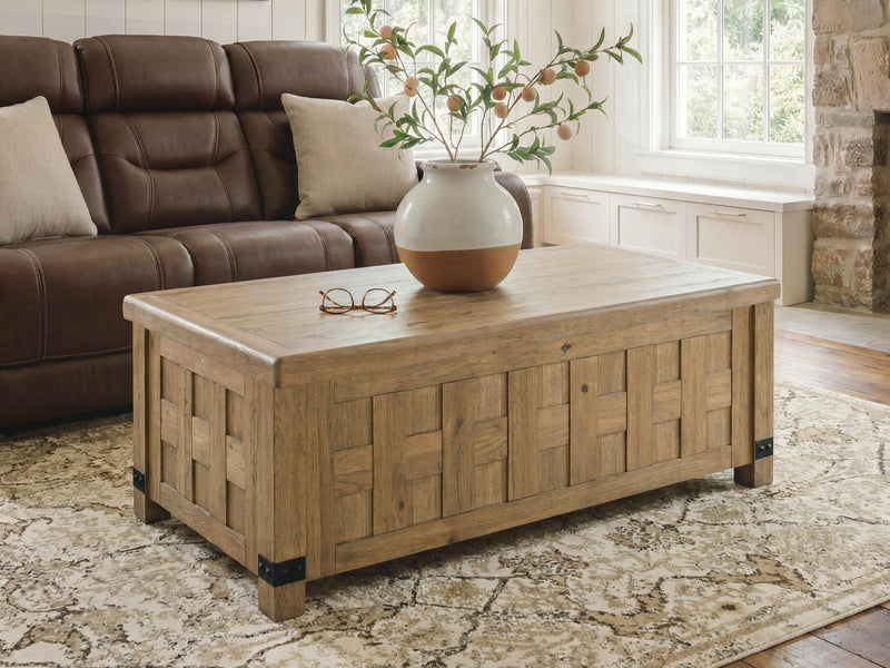 Ridgester Light Brown Lift-Top Coffee Table - T858-9