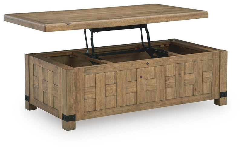 Ridgester Light Brown Lift-Top Coffee Table - T858-9
