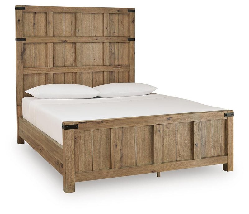 Ridgester Light Brown Queen Panel Bed - B858B2
