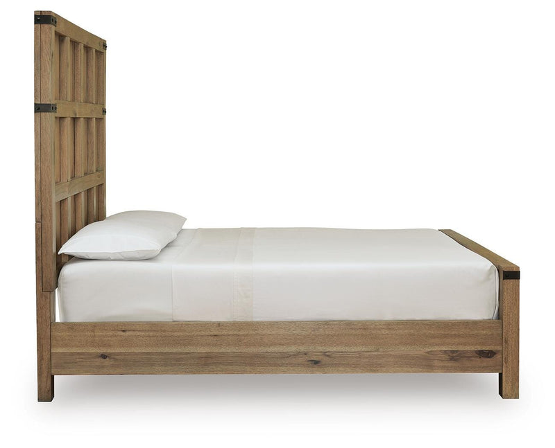 Ridgester Light Brown Queen Panel Bed - B858B2