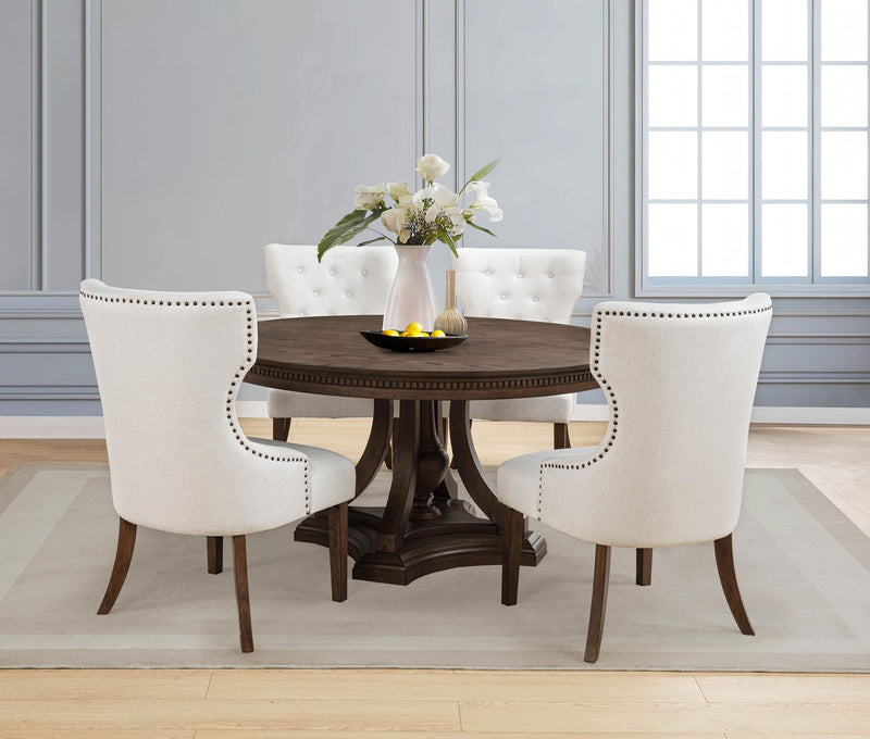 Ridgewell 5-piece Round Pedestal Dining Set Dark Oak - 104600-S5