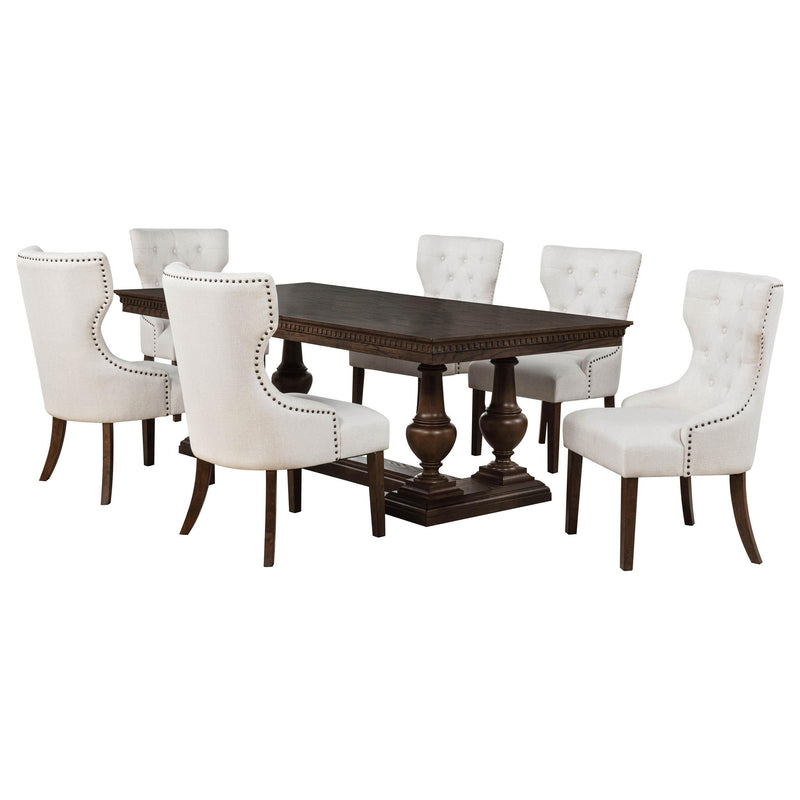 Ridgewell 7-piece Rectangular Trestle Dining Set Dark Oak - 104601-S7