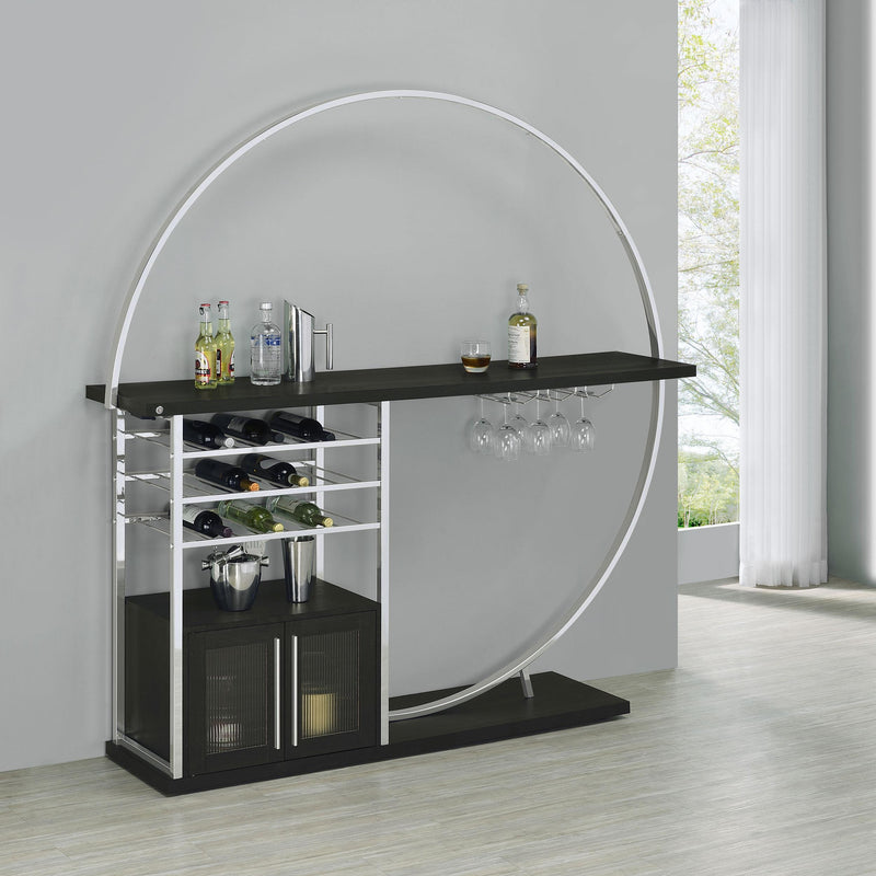 Risley 2-door Circular LED Wine Cabinet Dark Charcoal - 182799