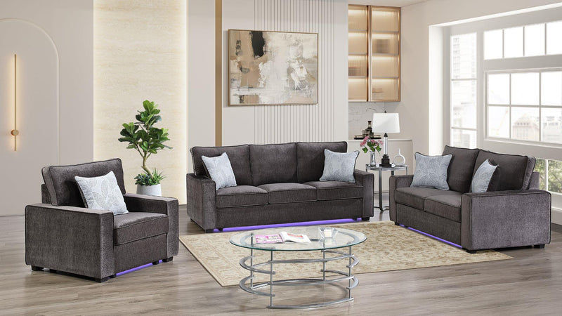 Rita 2 Pc Living Room Set In Charcoal - Rita 2 Pc Living Room Set In Charcoal