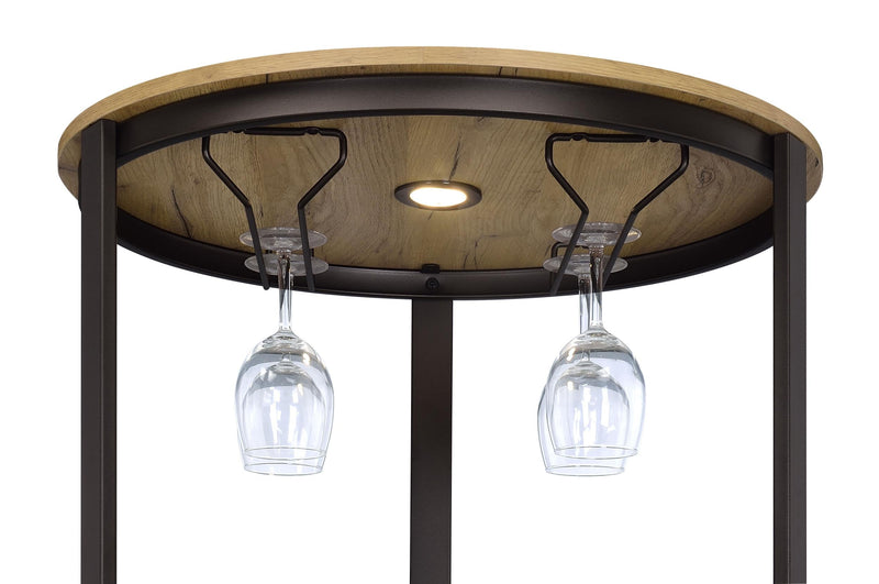 Ritter Round LED Bar Wine Storage Cabinet Rustic Oak - 182480