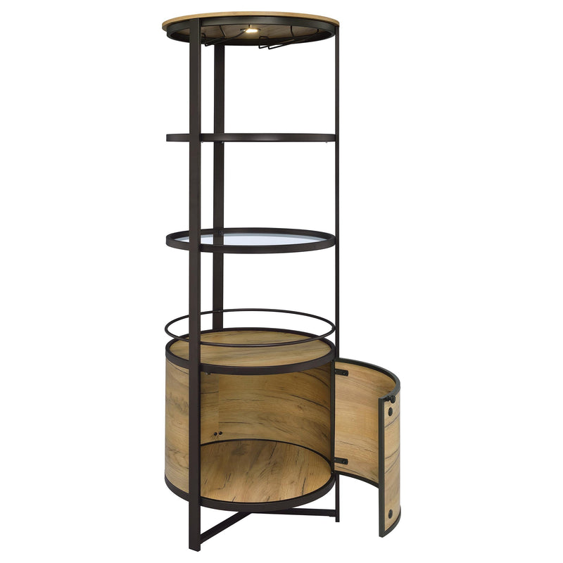 Ritter Round LED Bar Wine Storage Cabinet Rustic Oak - 182480