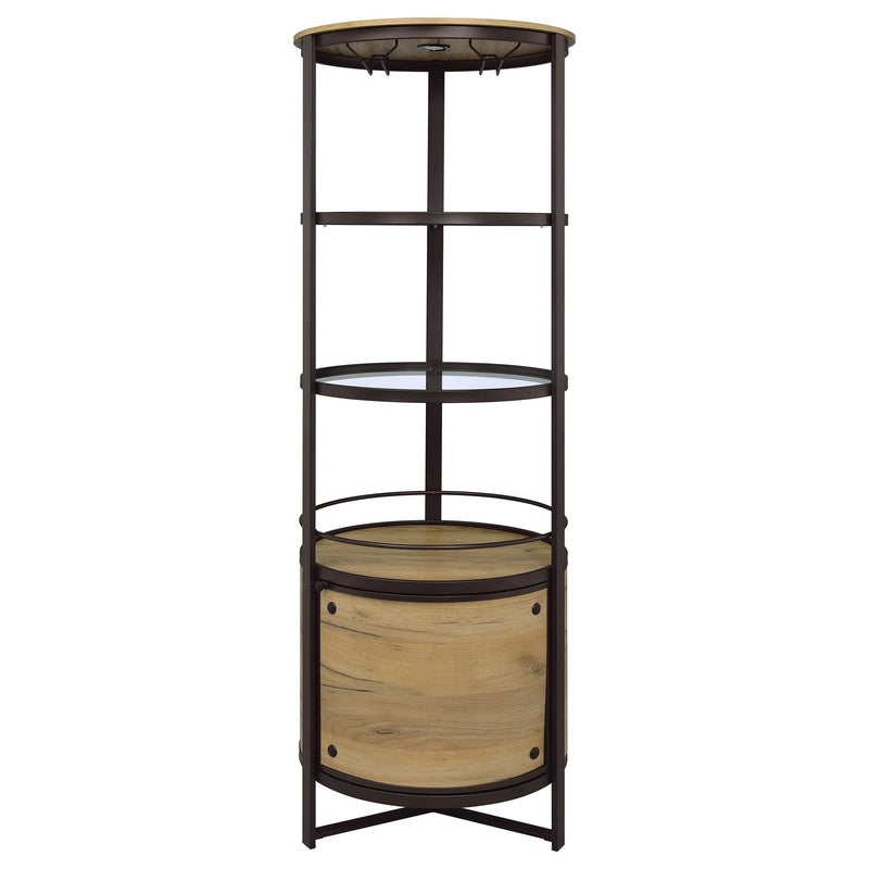Ritter Round LED Bar Wine Storage Cabinet Rustic Oak - 182480
