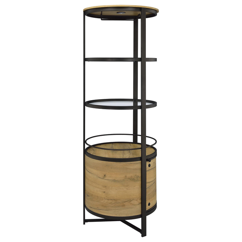 Ritter Round LED Bar Wine Storage Cabinet Rustic Oak - 182480