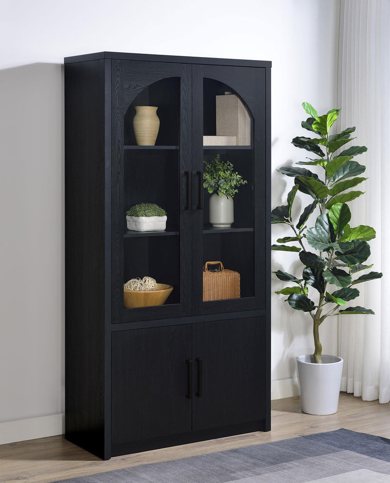 Riva 4-door Tall Accent Display Cabinet LED Lighting Black - 950432