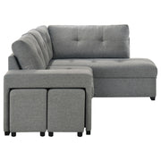 Roanne Fabric Upholstered Sleeper Sectional Sofa Grey - 500347