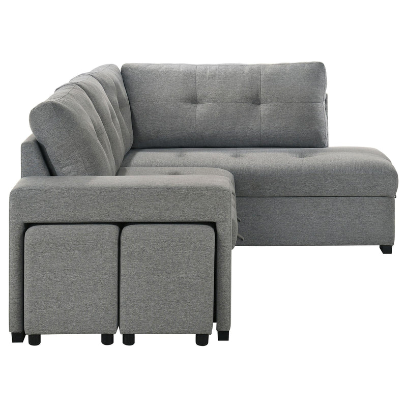 Roanne Fabric Upholstered Sleeper Sectional Sofa Grey - 500347