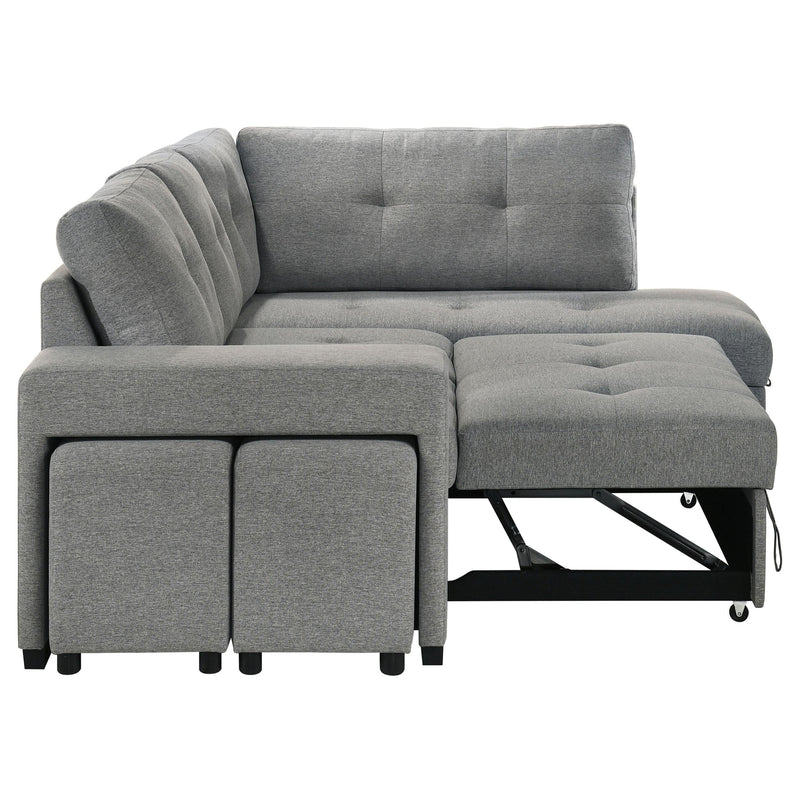Roanne Fabric Upholstered Sleeper Sectional Sofa Grey - 500347
