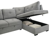 Roanne Fabric Upholstered Sleeper Sectional Sofa Grey - 500347