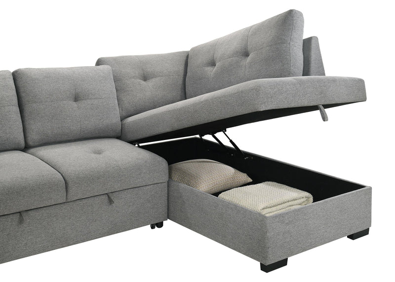 Roanne Fabric Upholstered Sleeper Sectional Sofa Grey - 500347