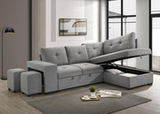 Roanne Fabric Upholstered Sleeper Sectional Sofa Grey - 500347