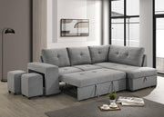 Roanne Fabric Upholstered Sleeper Sectional Sofa Grey - 500347