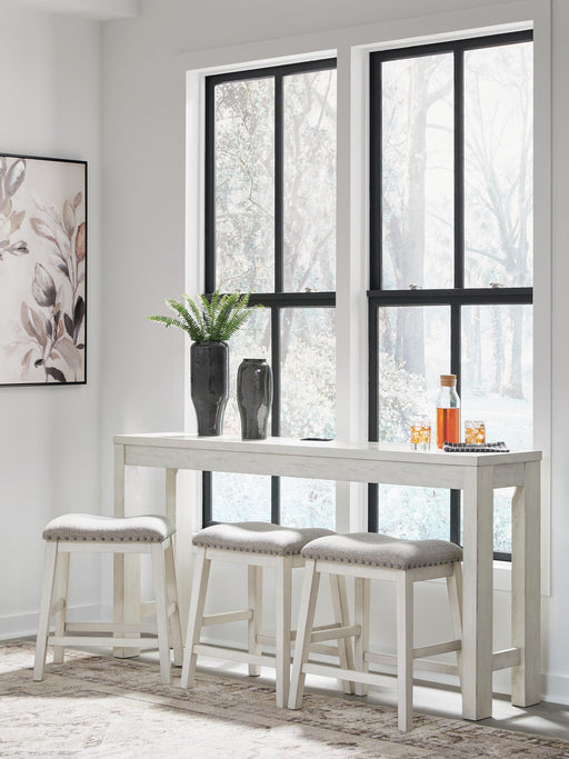 Robbinsdale Antique White Counter Height Dining Table and 3 Barstools Set - D642-113