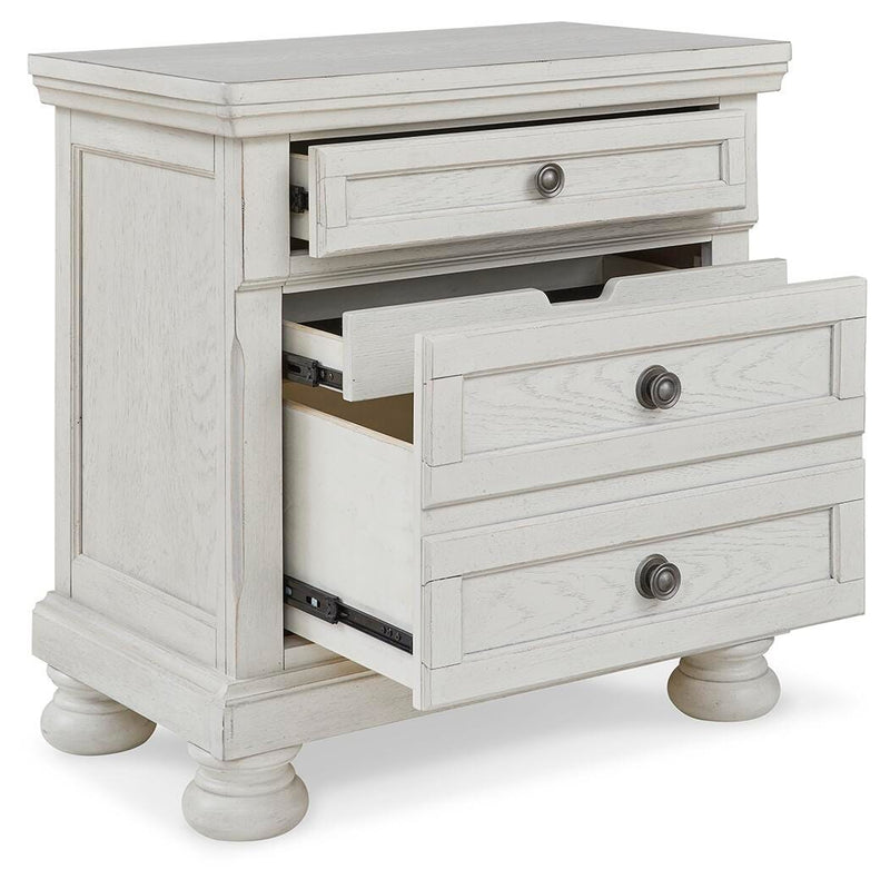 Robbinsdale Antique White Full Storage Sleigh Bed, Dresser, Mirror, Chest and Nightstand - B742B42