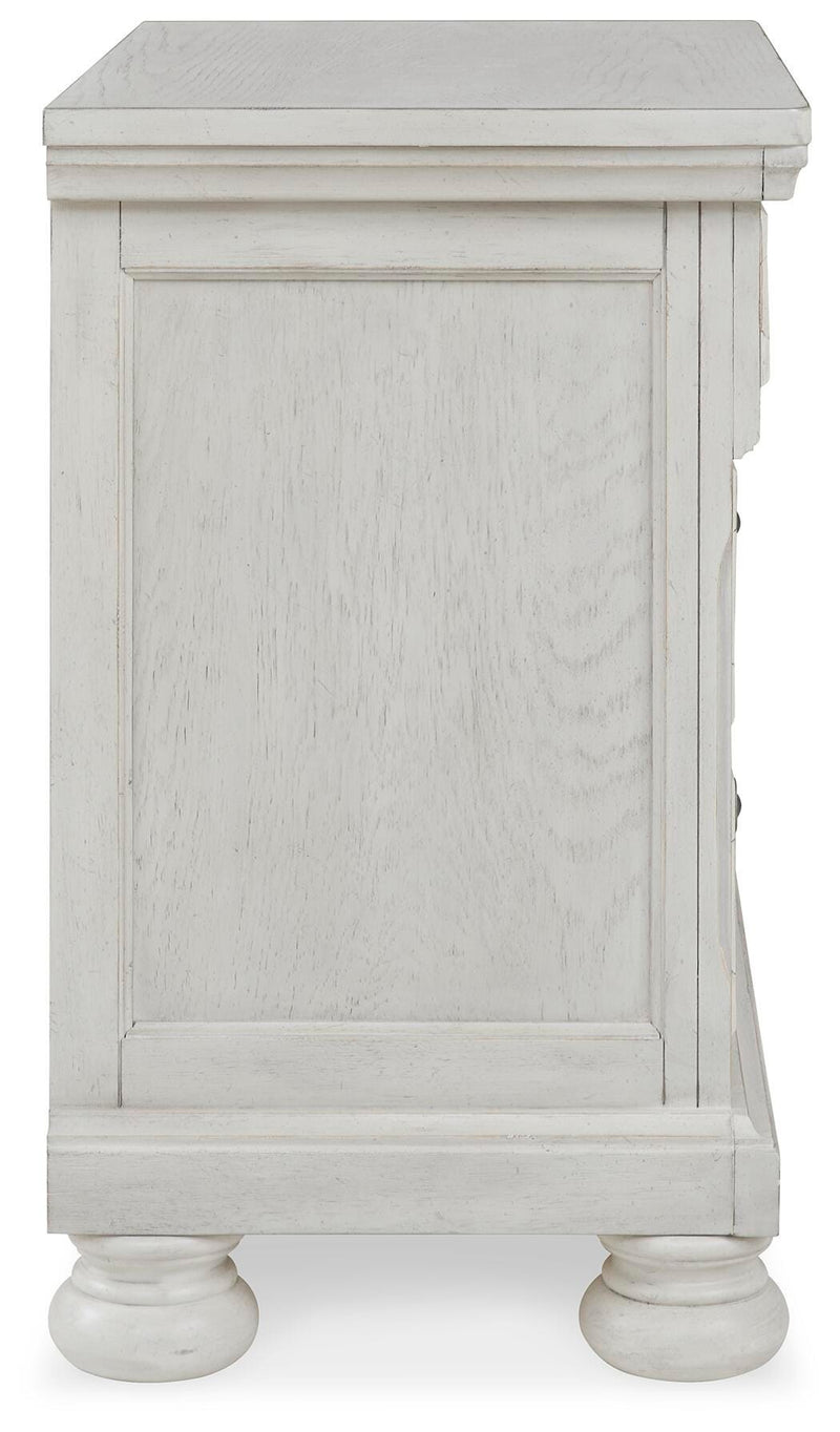 Robbinsdale Antique White Full Storage Sleigh Bed, Dresser, Mirror, Chest and Nightstand - B742B42