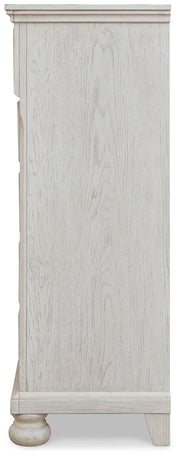 Robbinsdale Antique White Full Storage Sleigh Bed, Dresser, Mirror, Chest and Nightstand - B742B42