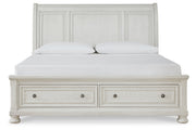 Robbinsdale Antique White King Sleigh Bed with Storage - DMV FurnitureKing Bed