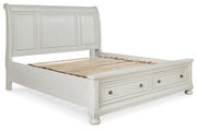 Robbinsdale Antique White King Sleigh Bed with Storage - DMV FurnitureKing Bed