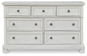 Robbinsdale Antique White Queen Panel Bed, Dresser, Chest and 2 Nightstands - B742B35