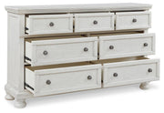 Robbinsdale Antique White Queen Panel Bed, Dresser, Chest and 2 Nightstands - B742B35