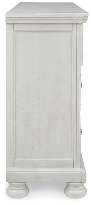 Robbinsdale Antique White Queen Panel Bed, Dresser, Chest and 2 Nightstands - B742B35