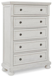 Robbinsdale Antique White Queen Panel Bed, Dresser, Chest and 2 Nightstands - B742B35
