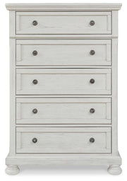 Robbinsdale Antique White Queen Panel Storage Bed, Dresser, Mirror and Chest - B742B27