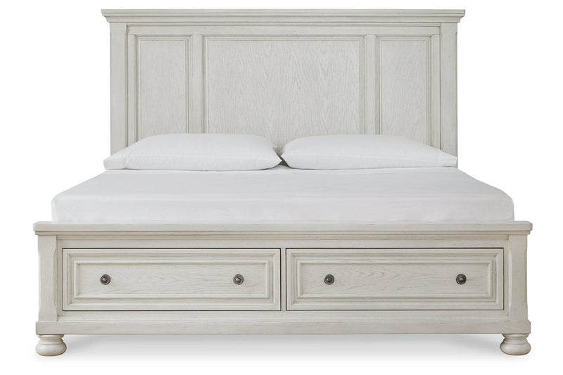 Robbinsdale Antique White Queen Panel Storage Bed - DMV FurnitureQueen Bed