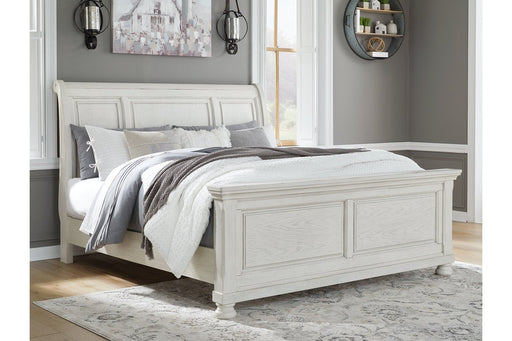 Robbinsdale Antique White Queen Sleigh Bed - DMV FurnitureQueen Bed