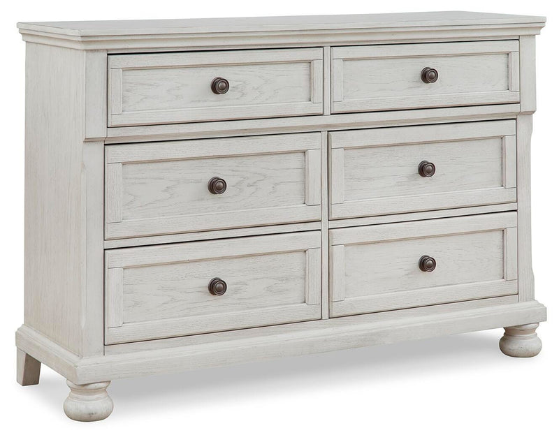 Robbinsdale Antique White Twin over Full Bunk Bed, Dresser and Chest - B742B32
