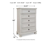 Robbinsdale Antique White Twin over Full Bunk Bed, Dresser and Chest - B742B32