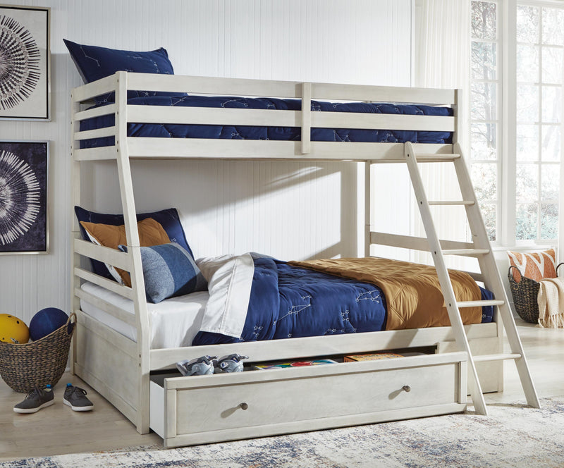 Robbinsdale Antique White Twin over Full Bunk Bed, Dresser and Chest - B742B32