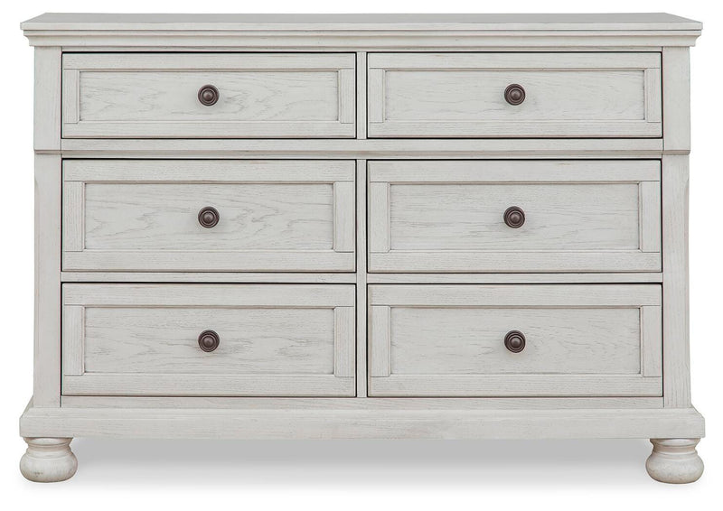 Robbinsdale Antique White Twin over Full Bunk Bed, Dresser and Chest - B742B32
