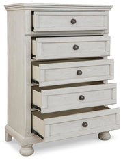 Robbinsdale Antique White Twin over Full Bunk Bed, Dresser and Chest - B742B32