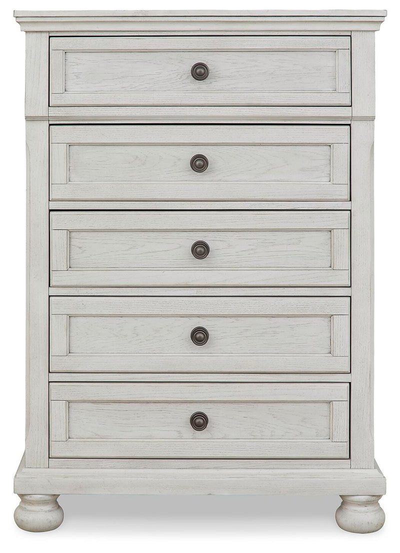 Robbinsdale Antique White Twin over Full Bunk Bed, Dresser and Chest - B742B32