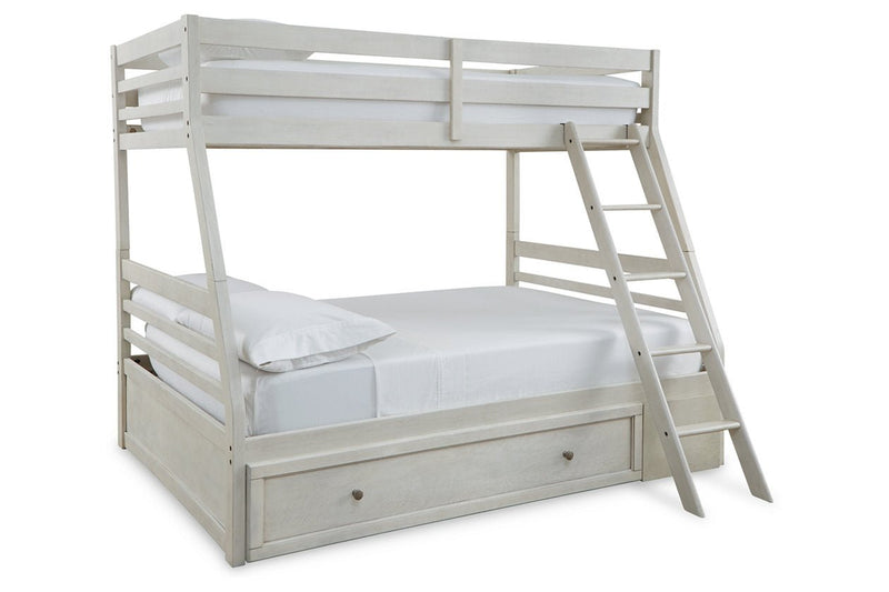 Robbinsdale Antique White Twin over Full Bunk Bed with Storage - DMV FurnitureBunk Bed
