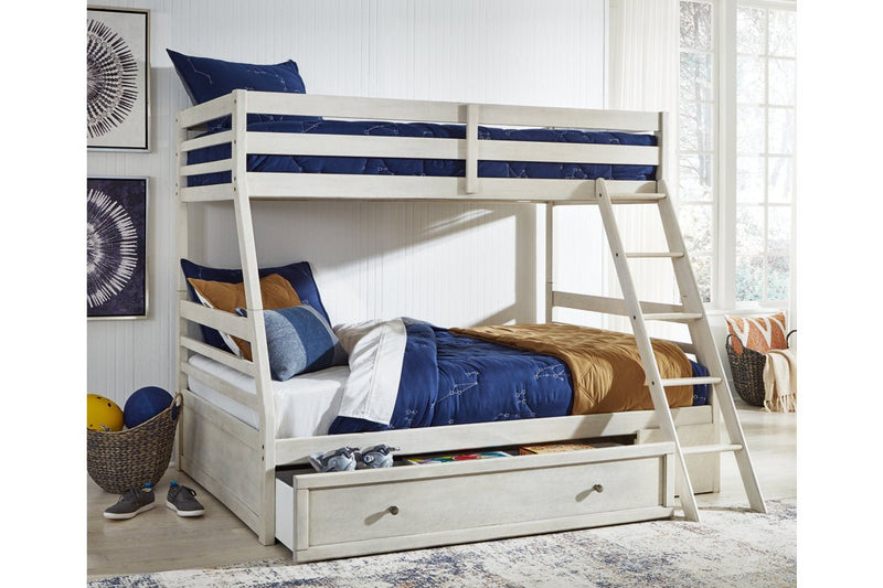Robbinsdale Antique White Twin over Full Bunk Bed with Storage - DMV FurnitureBunk Bed