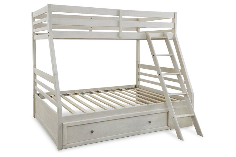 Robbinsdale Antique White Twin over Full Bunk Bed with Storage - DMV FurnitureBunk Bed