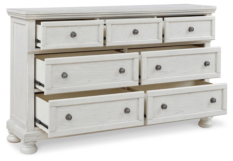 Robbinsdale Antique White Twin Sleigh Storage Bed and Dresser - B742B26