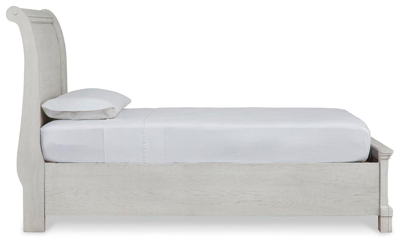 Robbinsdale Antique White Twin Sleigh Storage Bed and Dresser - B742B26