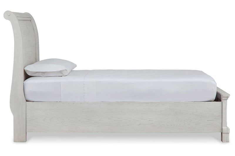 Robbinsdale Antique White Twin Sleigh Storage Bed - DMV FurnitureTwin Bed