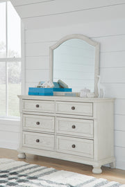 Robbinsdale Antique White Twin Storage Bed, Dresser, Mirror and Nightstand - B742B36