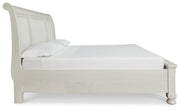 Robbinsdale California King Sleigh Bed with Storage with Mirrored Dresser in Antique White from Ashley - DMV Furniture