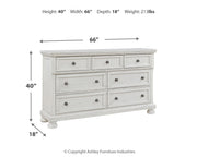 Robbinsdale California King Sleigh Bed with Storage with Mirrored Dresser in Antique White from Ashley - DMV Furniture