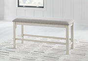 Robbinsdale Counter Height Dining Table and 4 Barstools and Bench in Antique White from Ashley - DMV Furniture